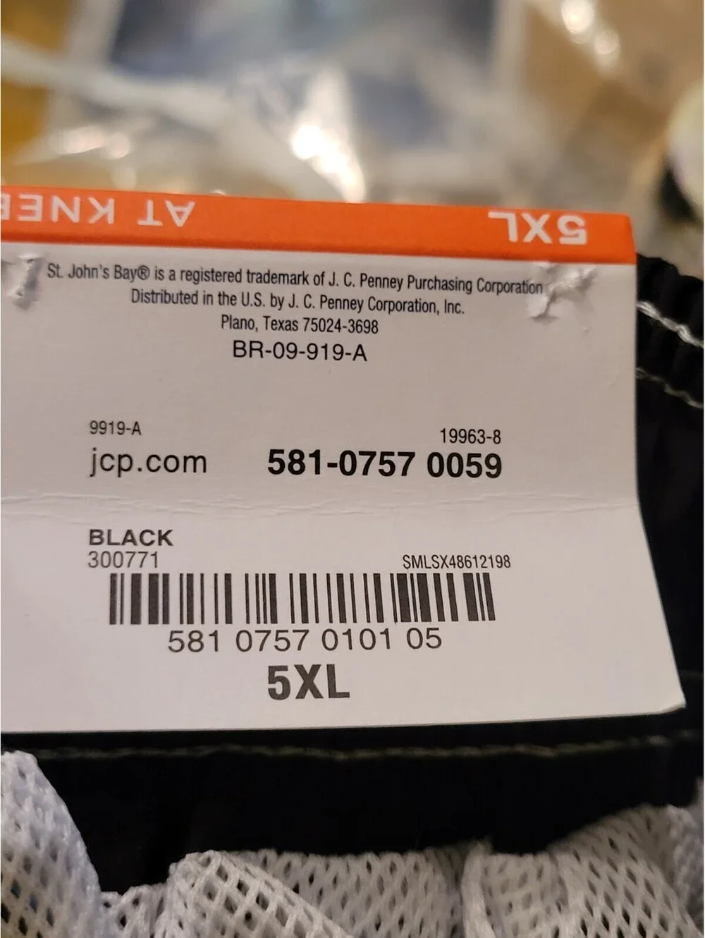 NEW St Johns Bay 5XL Men's Swim Cargo Trunks Shorts Drawstring Mesh  Black